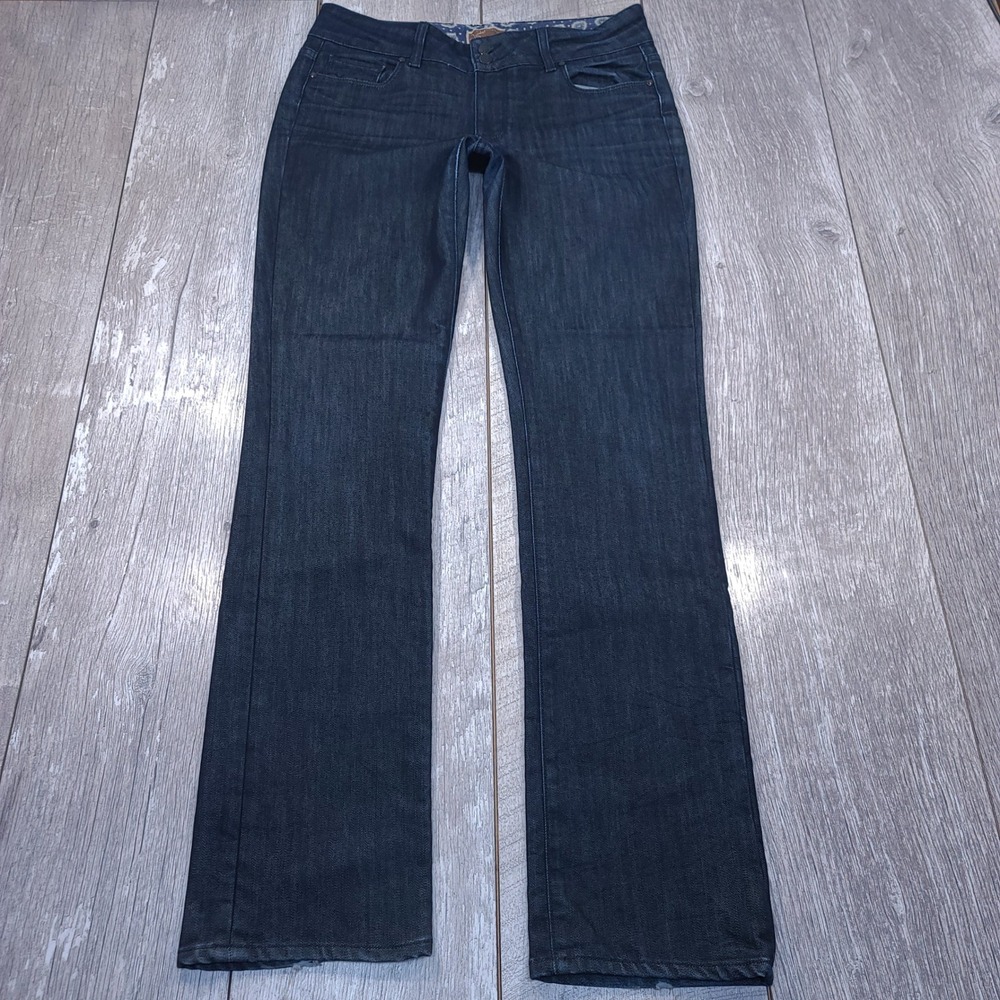 Paige Hidden Hills Jeans Womens 32x34 Blue Dark Wash Beaded Bootcut
